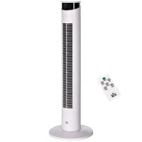 Ventilatore a Torre 45W a 3 Modalità e 3 Velocità con Timer da 12h, in ABS e Alluminio, Ø31.5x93 cm, Bianco