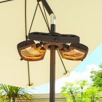 Termoarredo Elettrico da Esterno, 2400W, con 3 Livelli di Calore, Protezione Antiribaltamento per Ombrellone Terrazza Ø55x8 cm, Nero
