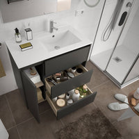 Mobile bagno Margot grigio opaco con lavabo 3 cassetti 85,5x44x86h