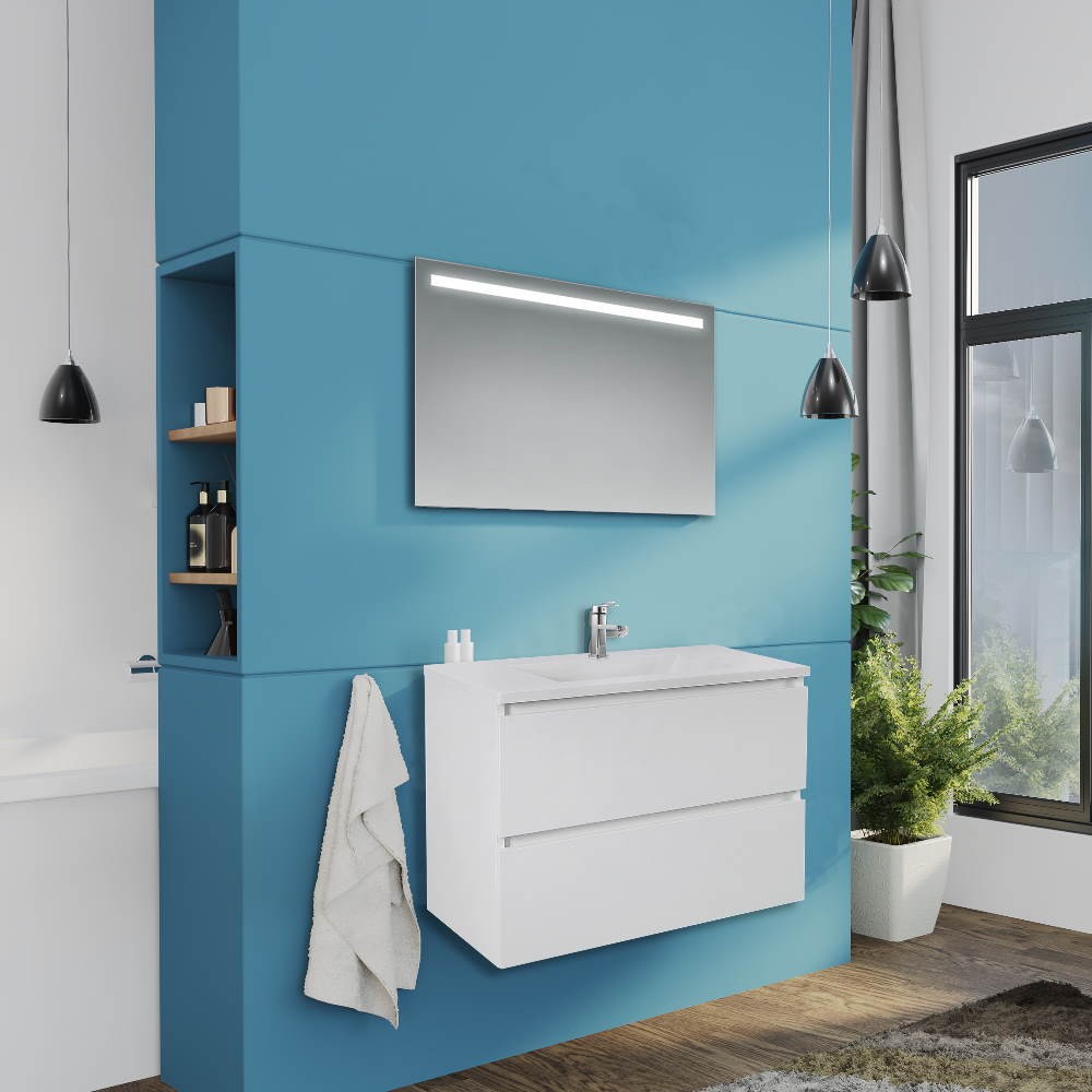 Mobile bagno sospeso Carezza bianco lucido 80x46x54 H