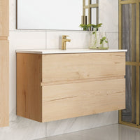 Mobile bagno sospeso Londres con due cassetti 100x45x59 cm colore rovere