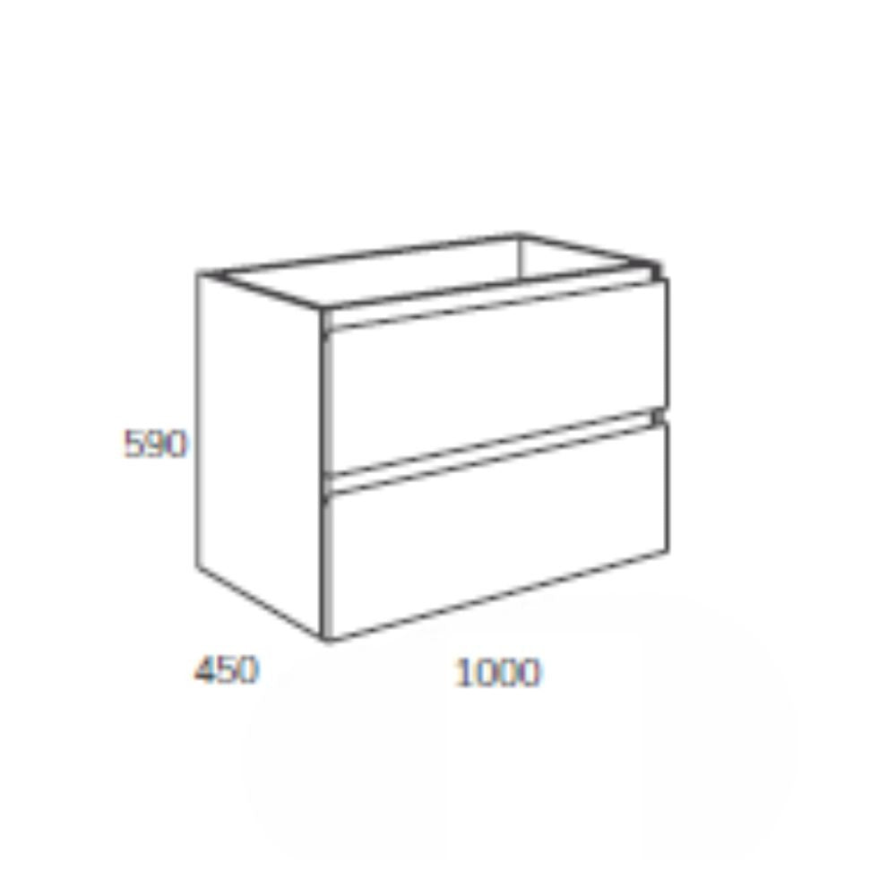 Mobile bagno sospeso Londres con due cassetti 100x45x59 cm colore rovere grigio