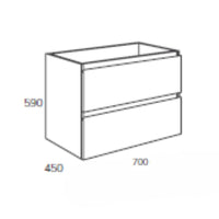 Mobile bagno sospeso Londres con due cassetti 70x45x59 cm colore bianco laccato