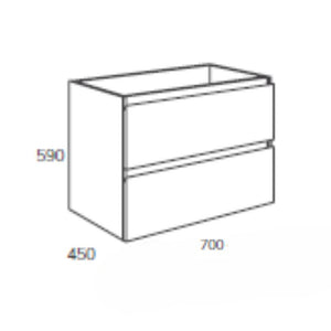 Mobile bagno sospeso Londres con due cassetti 70x45x59 cm colore bianco laccato