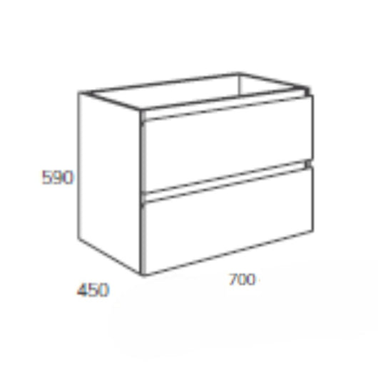 Mobile bagno sospeso Londres con due cassetti 70x45x59 cm colore rovere