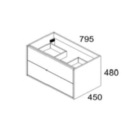 Mobile bagno sospeso Push con due cassettoni 80x45x48 colore rovere quercia