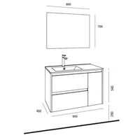 Mobile bagno sospeso Resia con specchio rovere 90x46x54 H