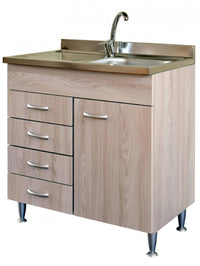 Mobile cucina con lavello inox dx e cassettiera sx finitura olmo 80x50xH81cm Potres Sabin