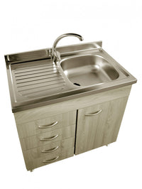 Mobile cucina con lavello inox dx e cassettiera sx finitura olmo 80x50xH81cm Potres Sabin