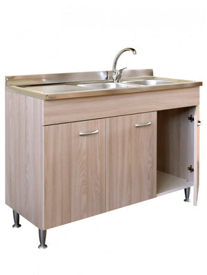 Mobile cucina due ante con lavello inox dx finitura olmo 120x50xH81cm Potres Sabin