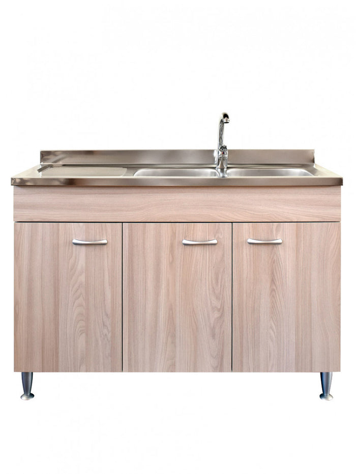 Mobile cucina due ante con lavello inox dx finitura olmo 120x50xH81cm Potres Sabin