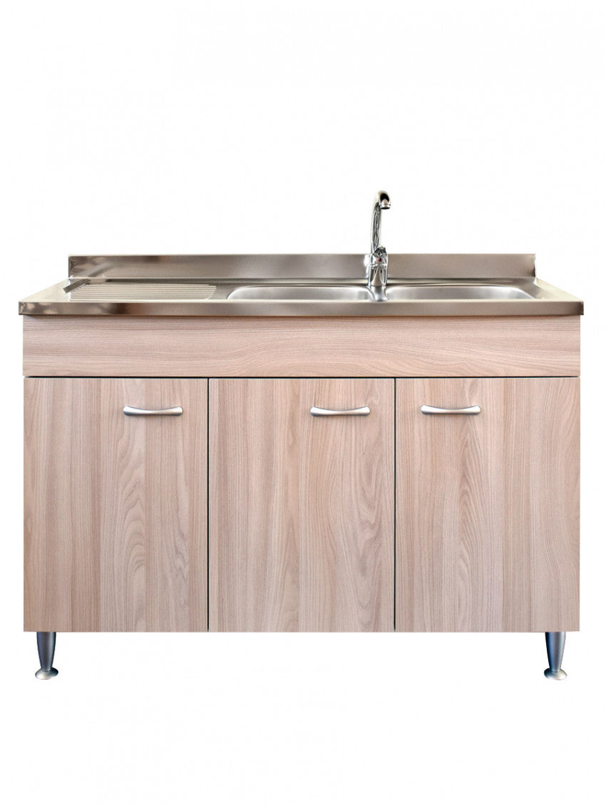 Mobile cucina due ante con lavello inox dx finitura olmo 120x50xH81cm Potres Sabin