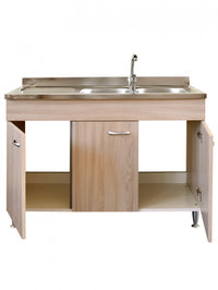 Mobile cucina due ante con lavello inox dx finitura olmo 120x50xH81cm Potres Sabin