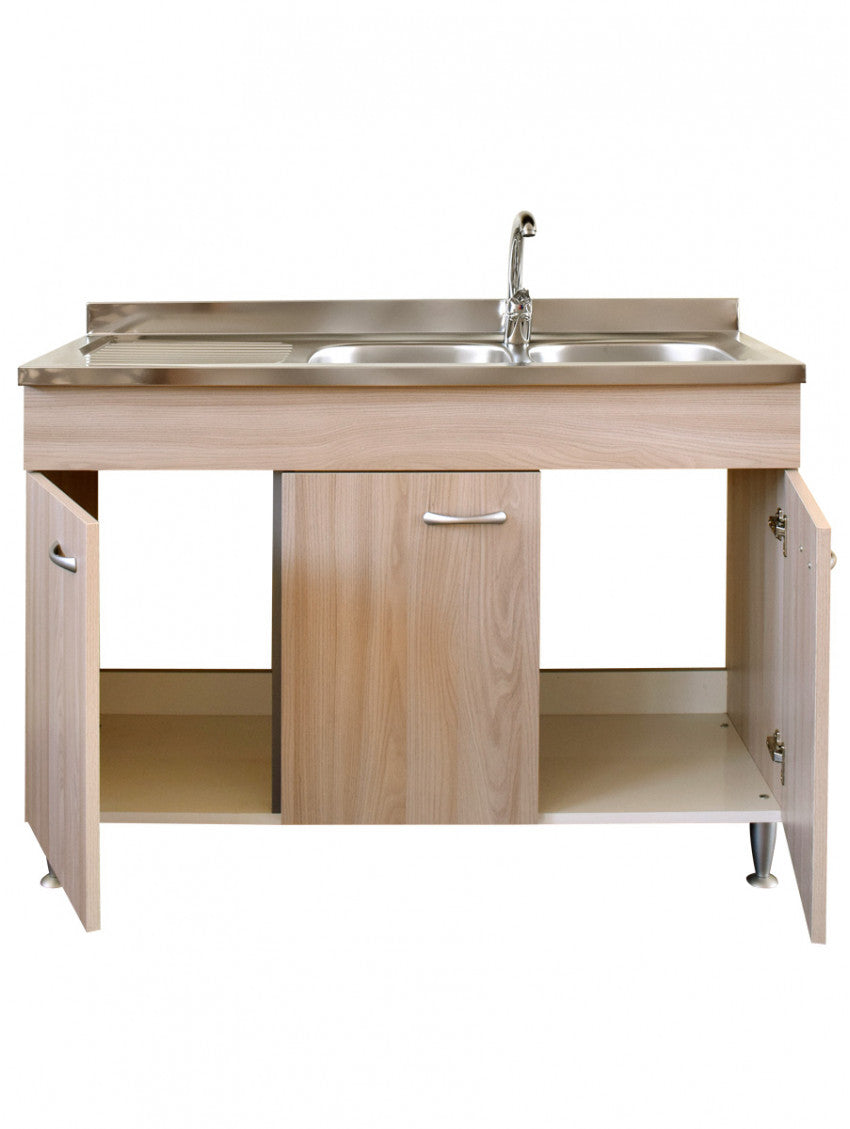 Mobile cucina due ante con lavello inox dx finitura olmo 120x50xH81cm Potres Sabin