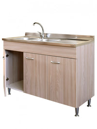 Mobile cucina due ante con lavello inox sx finitura olmo 120x50xH81cm Potres Sabin