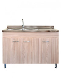 Mobile cucina due ante con lavello inox sx finitura olmo 120x50xH81cm Potres Sabin