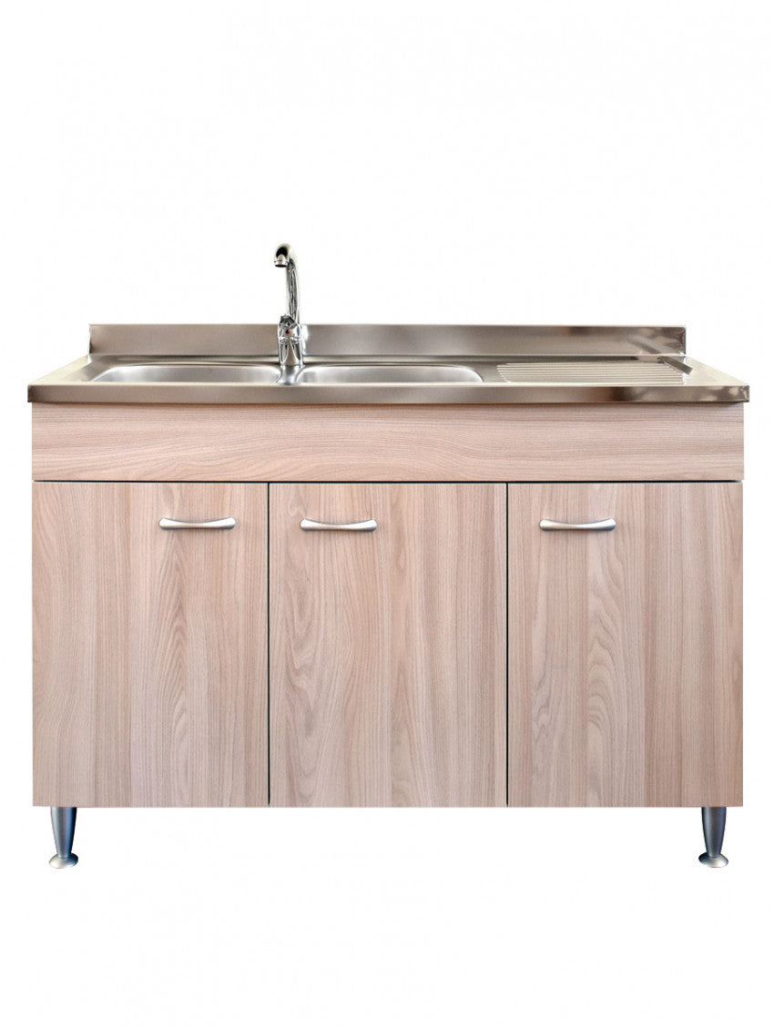 Mobile cucina due ante con lavello inox sx finitura olmo 120x50xH81cm Potres Sabin