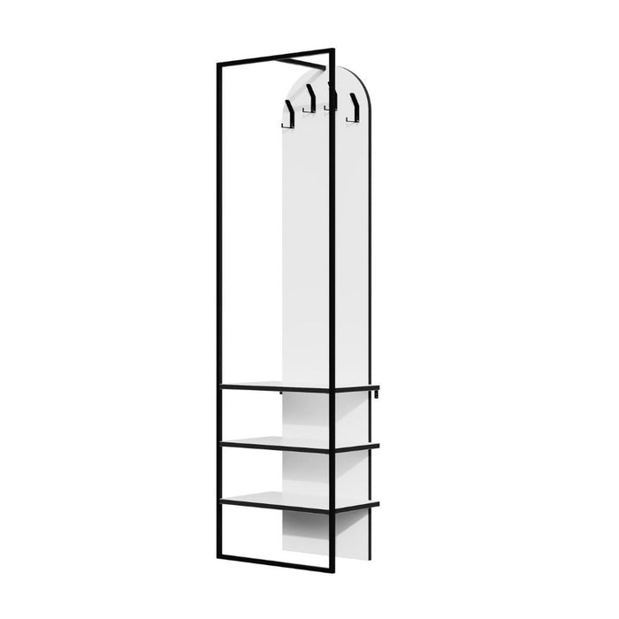 Mobile ingresso Archy con 4 ganci appendi abiti e scarpiera in colore bianco