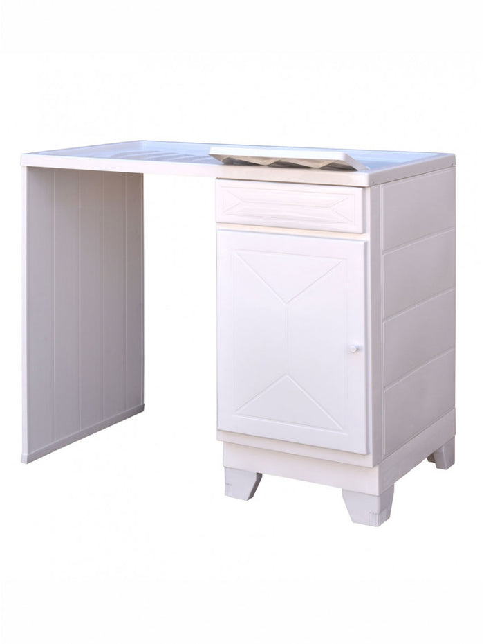 Mobile porta lavatrice con lavatoio, resina bianco, vasca dx 107x60x92cm Iscata