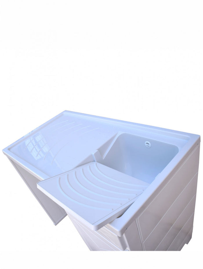 Mobile porta lavatrice con lavatoio, resina bianco, vasca dx 107x60x92cm Iscata