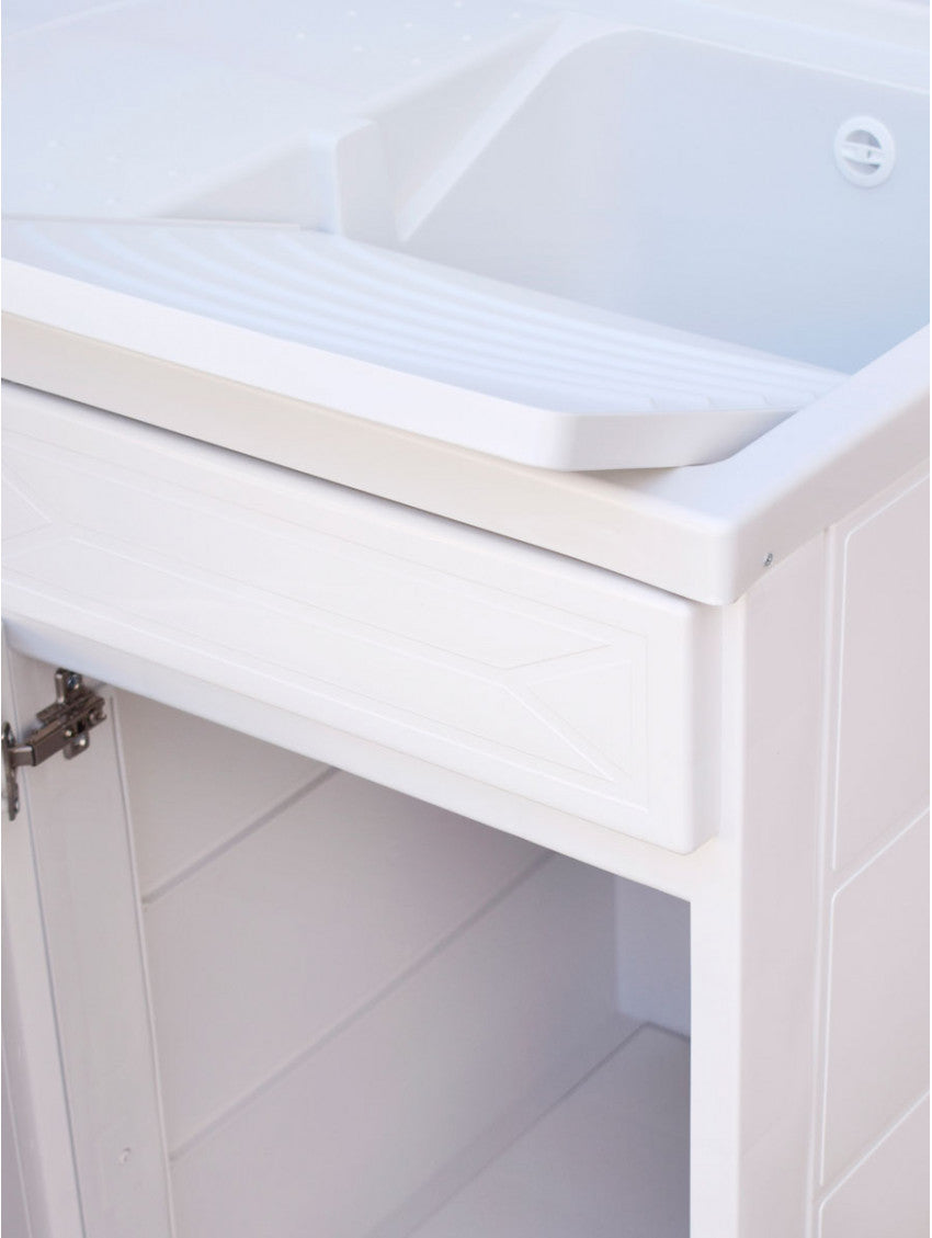 Mobile porta lavatrice con lavatoio, resina bianco, vasca dx 107x60x92cm Iscata