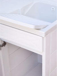 Mobile porta lavatrice con lavatoio, resina bianco, vasca dx 107x60x92cm Iscata