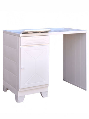 Mobile porta lavatrice con lavatoio, resina bianco, vasca sx 107x60x92cm Iscata