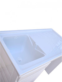 Mobile porta lavatrice con lavatoio, resina bianco, vasca sx 107x60x92cm Iscata