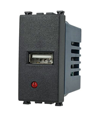 Modulo Caricatore USB 5V 2,1A Nero Compatibile Vimar Arke