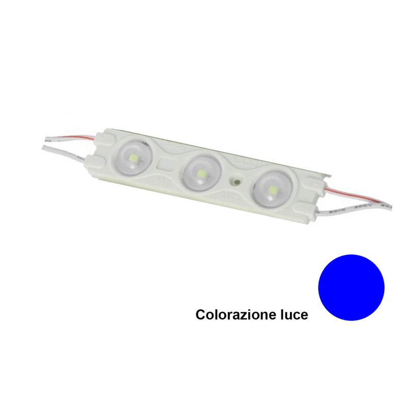 Modulo Mattone LED 3 SMD 2835 Colore Blue 12V IP67 Con Lente Ingrandimento 160 Gradi SKU-5127