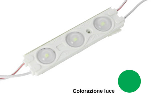 Modulo Mattone LED 3 SMD 2835 Colore Verde 12V IP67 Con Lente Ingrandimento 160 Gradi SKU-5128