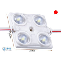 Modulo Mattone LED 4 SMD 2835 Colore Rosso 12V 1,5W IP68 Con Lente Ingrandimento 160 Gradi SKU-5131