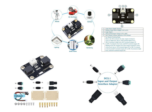 Modulo Relè CQRobot Ocean 5V-30V DC – Interfaccia DC2.1 Compatibile Raspberry Pi, Arduino e Micro:bit per Robotica, Smart Home e Progetti DIY