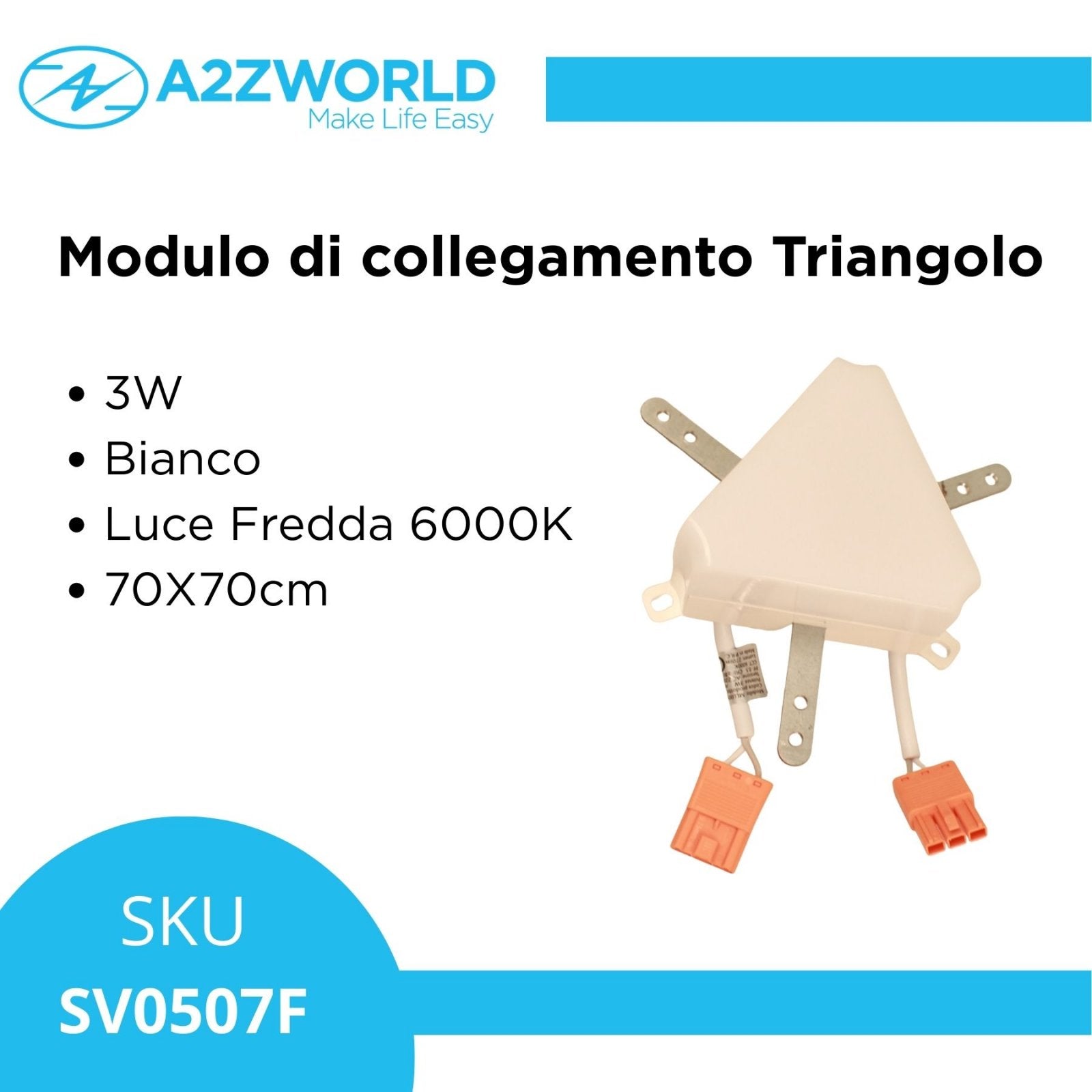 Modulo Triangolo 3W Bianco Freddo 6000K 70X70cm Per SV0506CCT
