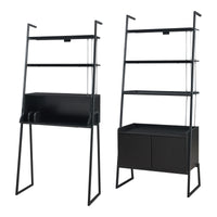 Set Storfjord Composto di Scrivania con Ripiani in Alto e Scaffale con Armadietto - Nero [en.casa]