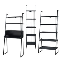 Set Storfjord Composto di Scrivania con Ripiani in Alto e 2 Scaffali a Scala - Nero [en.casa]