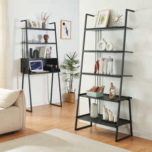 Set Storfjord Composto di Scrivania con Ripiani in Alto e Scaffale da Terra - Nero [en.casa]