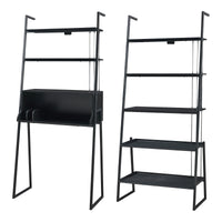 Set Storfjord Composto di Scrivania con Ripiani in Alto e Scaffale da Terra - Nero [en.casa]