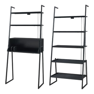 Set Storfjord Composto di Scrivania con Ripiani in Alto e Scaffale da Terra - Nero [en.casa]