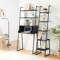 Set Storfjord Composto di Scrivania con Ripiani in Alto e Scaffale Stretto da Terra - Nero [en.casa]