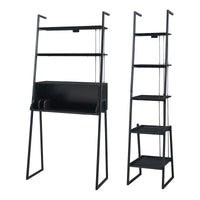 Set Storfjord Composto di Scrivania con Ripiani in Alto e Scaffale Stretto da Terra - Nero [en.casa]