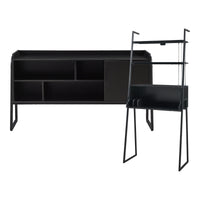 Set Storfjord Composto di Scrivania con Ripiani in Alto Mobile TV - Nero [en.casa]