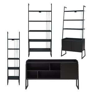 Set Storfjord Composto di Mobile TV 3 Scaffali a Scala - Nero [en.casa]