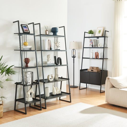 Set Storfjord Composto di 3 Scaffali a Scala - Nero [en.casa]