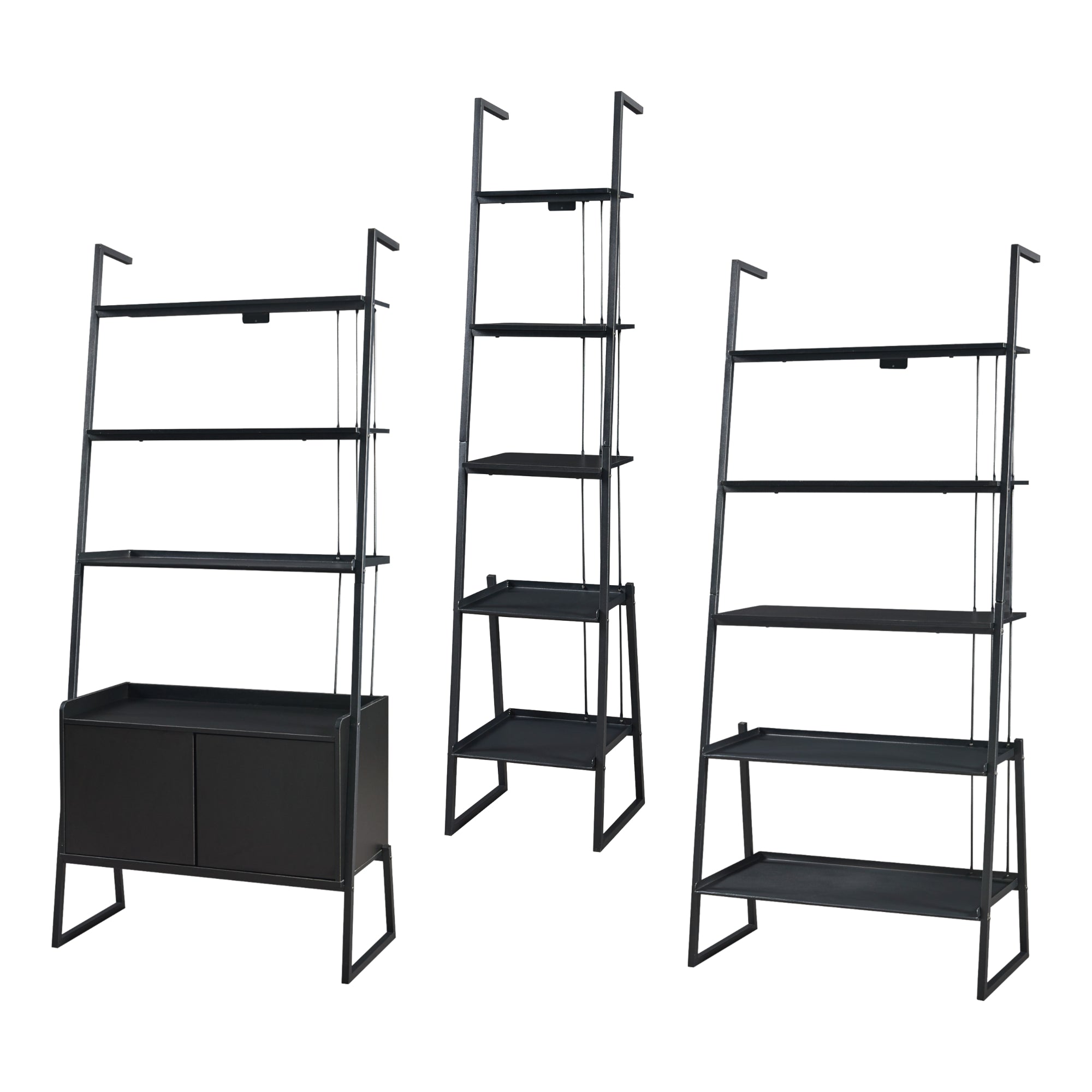 Set Storfjord Composto di 3 Scaffali a Scala - Nero [en.casa]