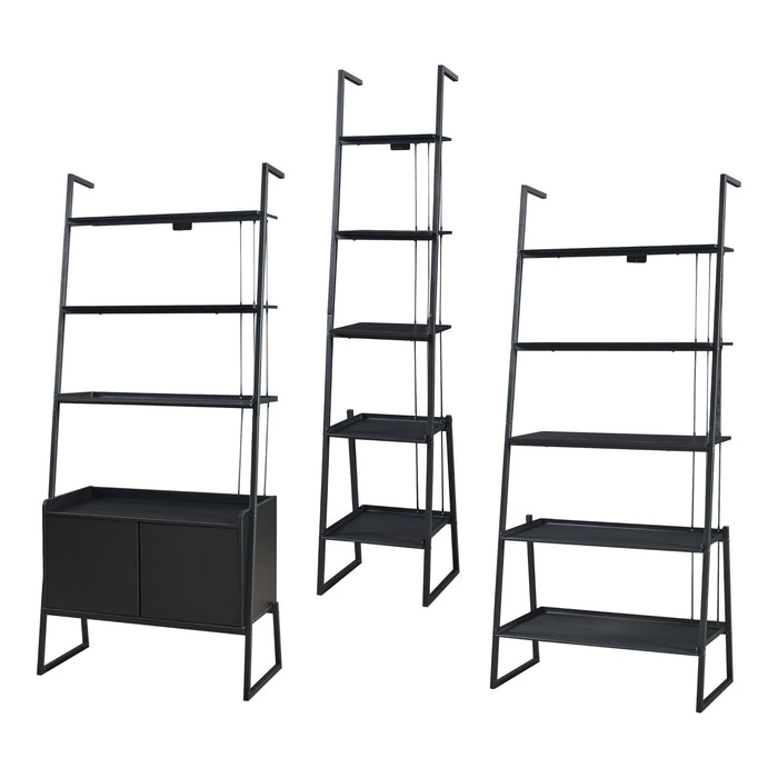 Set Storfjord Composto di 3 Scaffali a Scala - Nero [en.casa]