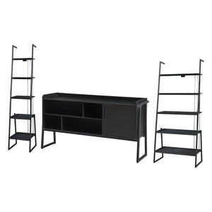 Set Storfjord Composto di Mobile TV e 2 Scaffali a Scala - Nero [en.casa]