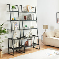 Set Storfjord Composto di 2 Scaffali a Scala da Larghezze Diverse - Nero [en.casa]