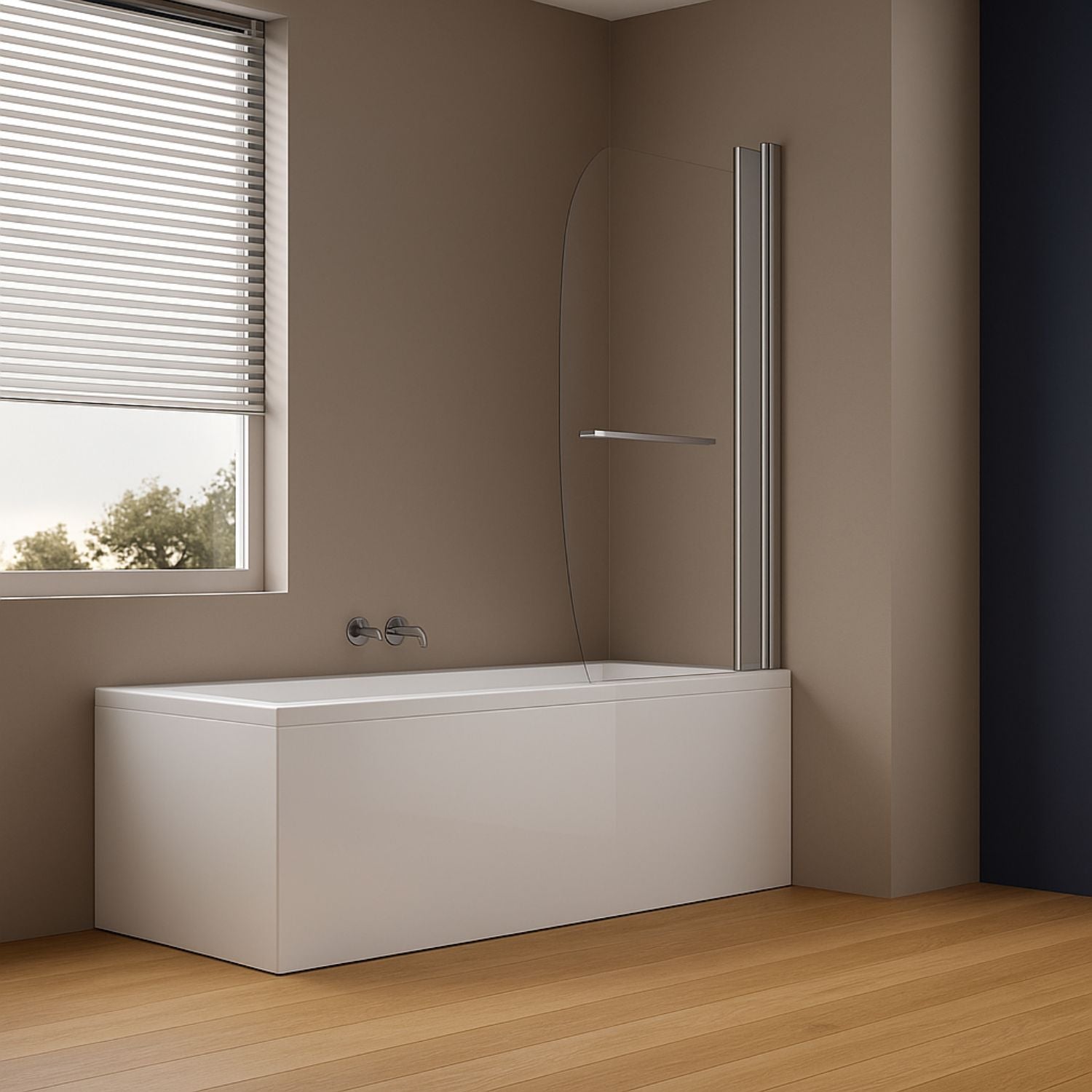 Parete sopra vasca anta singola vetro temperato 140x90cm orientabile 180 gradi *** tipo di cristallo trasparente, con...