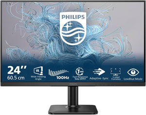Monitor Philips 23,8″ Full HD VA 100 Hz per Ufficio, Smart Working e Home Entertainment – modello 24E2N1100LB/00 Flicker-Free, LowBlue Mode, Adaptive Sync, HDMI & VGA